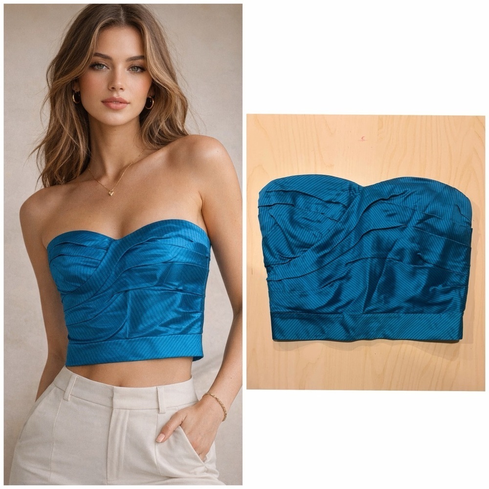 Marc by Marc Jacobs Blue Silk Strapless Bustier Top – Size 6
